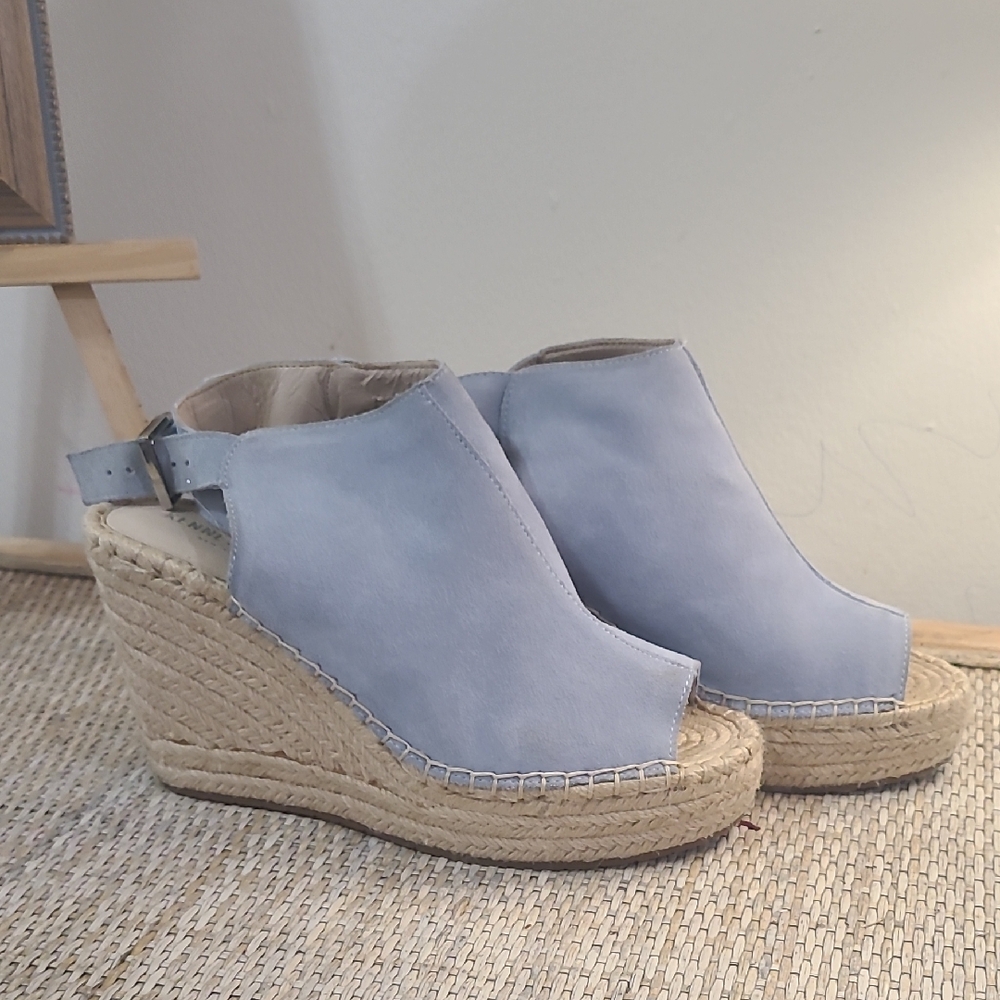 Blue Espadrille Wedge Sandals
